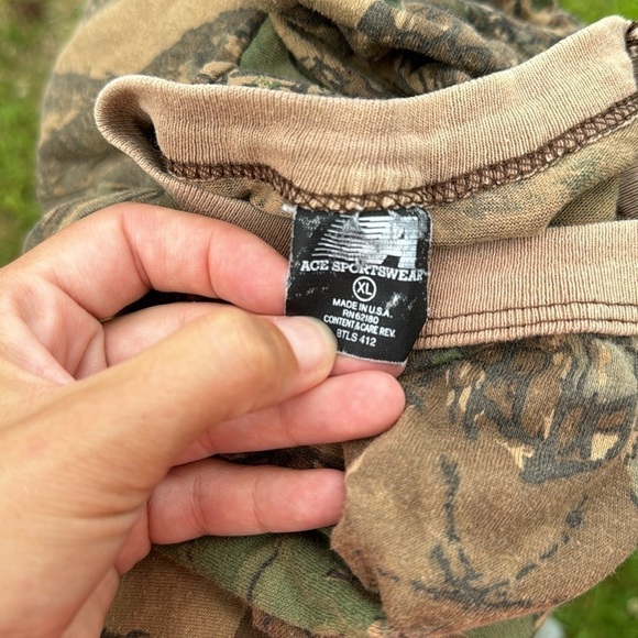 Vintage Ace Sportswear Camo Long Sleeve Shirt Size XL - Picture 7 of 8